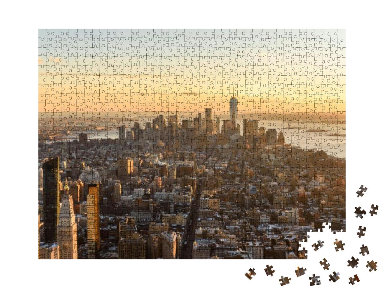 Puzzle 1000 Teile „Manhattan mit Empire State Building von oben, Sepia-Ansicht“
