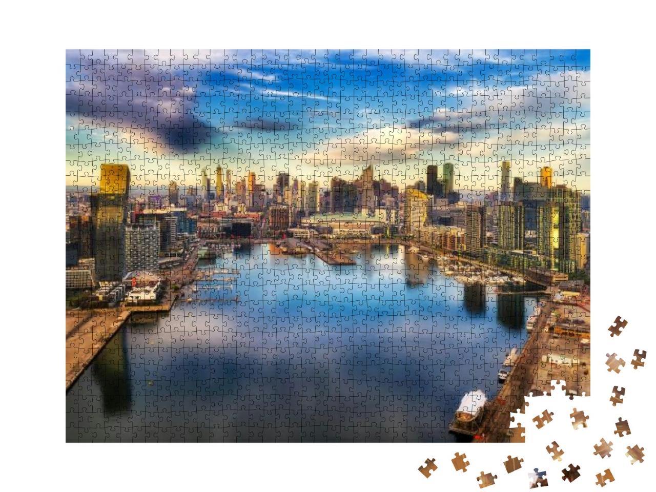 Puzzle 1000 Teile „Yarra-Fluss: Melbournes Vorort Docklands, Australien“