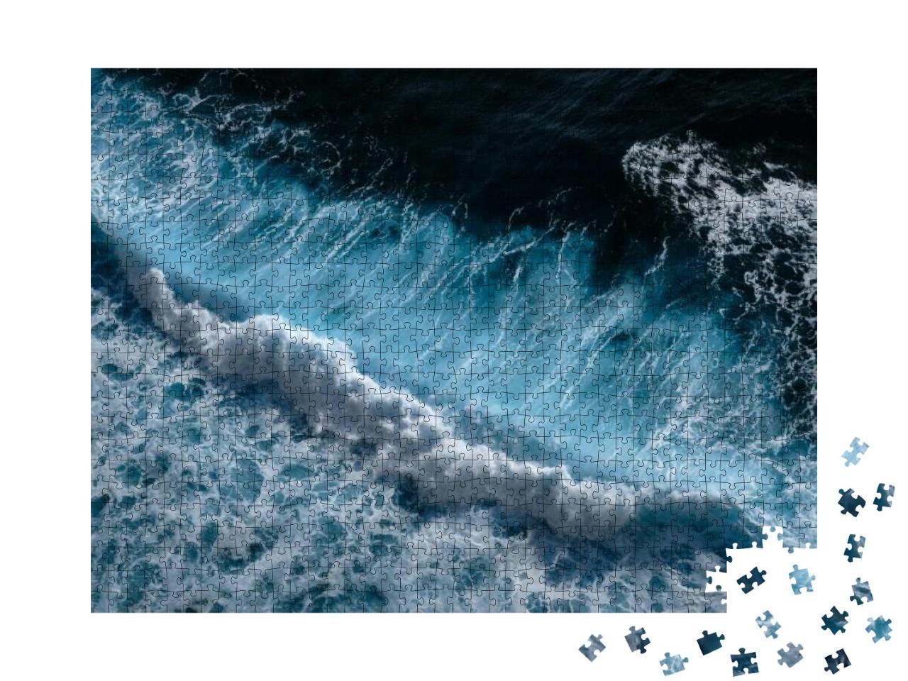 Puzzle 1000 Teile „Wellen im blauen, klaren Meerwasser des Ozeans“