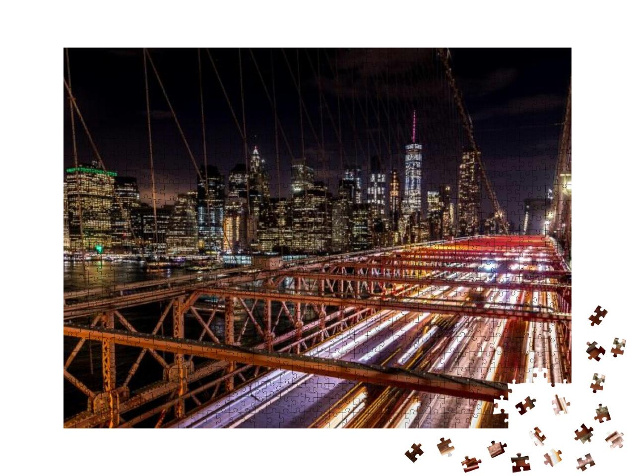 Puzzle 1000 Teile „Brooklyn Bridge: New York City bei Nacht“