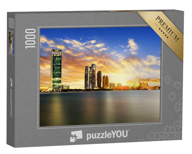 Puzzle 1000 Teile „Panorama von Abu Dhabi bei Nacht, Vereinigte Arabische Emirate“