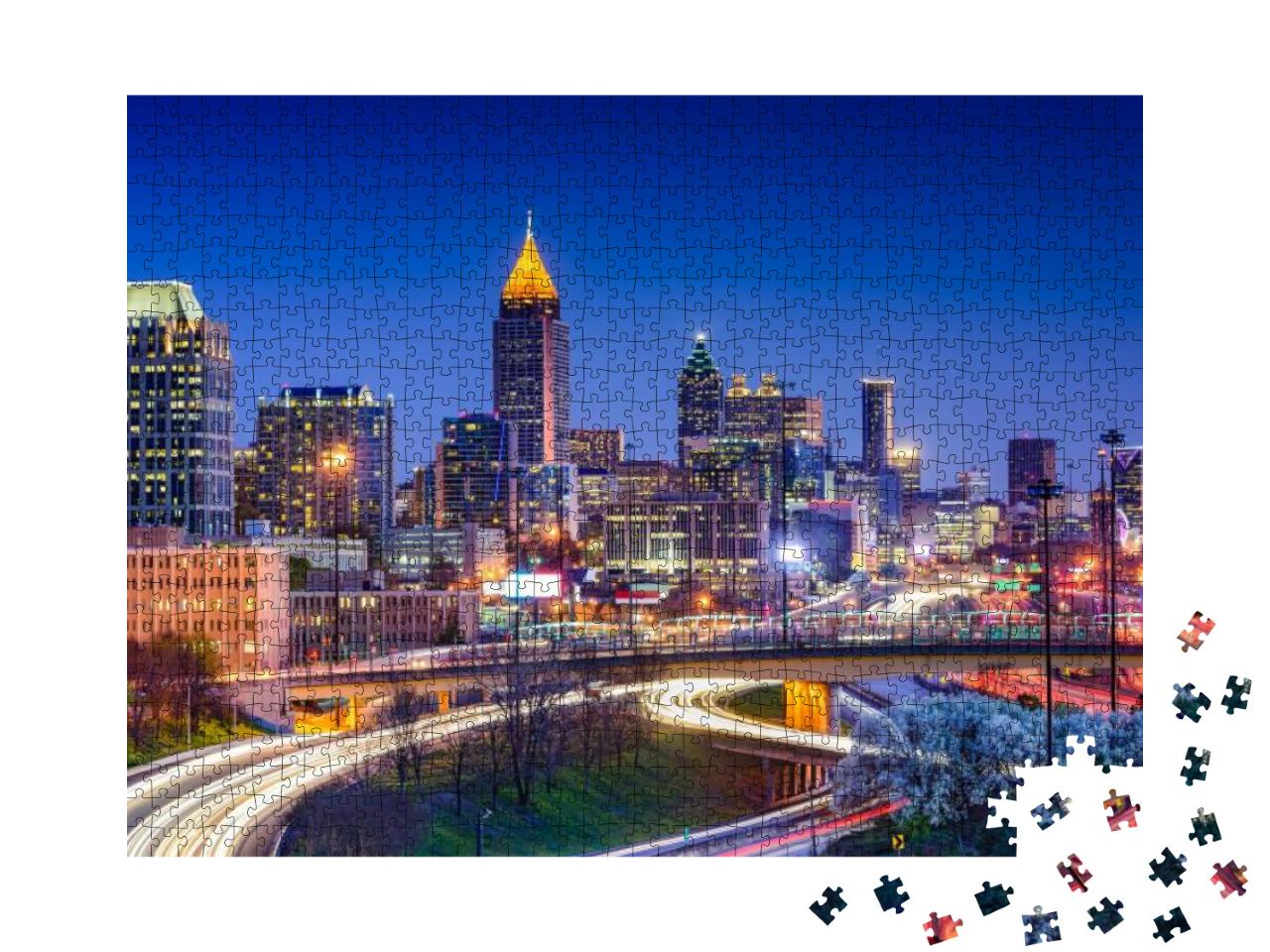 Puzzle 1000 Teile „Skyline der Innenstadt am Abend, Atlanta, USA“