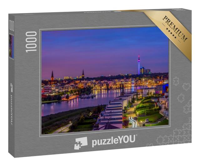Puzzle 1000 Teile „Panoramablick auf den Phoenix-See in Dortmund, Deutschland“