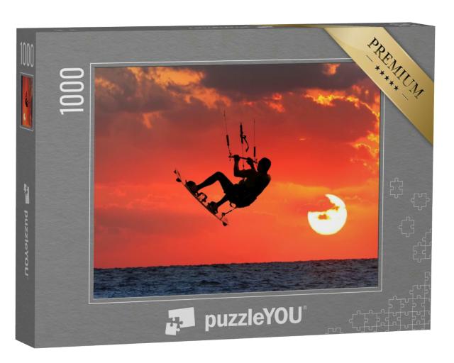 Puzzle 1000 Teile „Kite-Surfen im glühenden Sonnenuntergang“