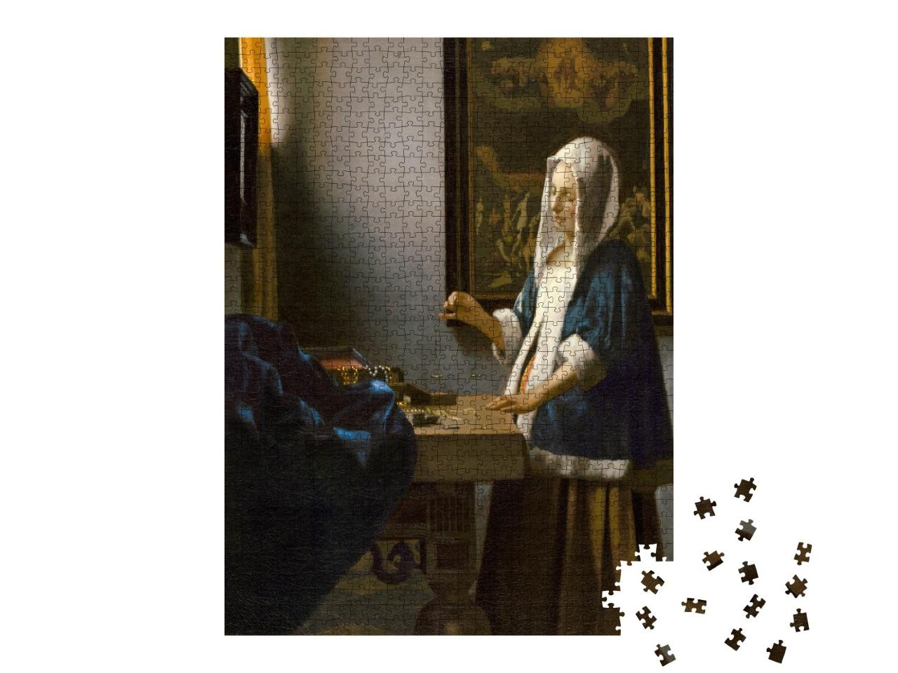 Puzzle 1000 Teile „Johannes Vermeer - Frau hält eine Waage“