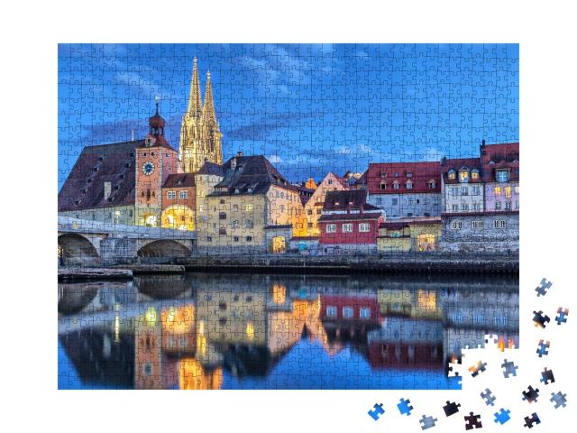 Puzzle 1000 Teile „Historische Steinerne Brücke, Regensburg, Deutschland“
