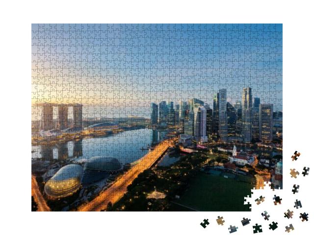Puzzle 1000 Teile „Dämmerung über Singapur“