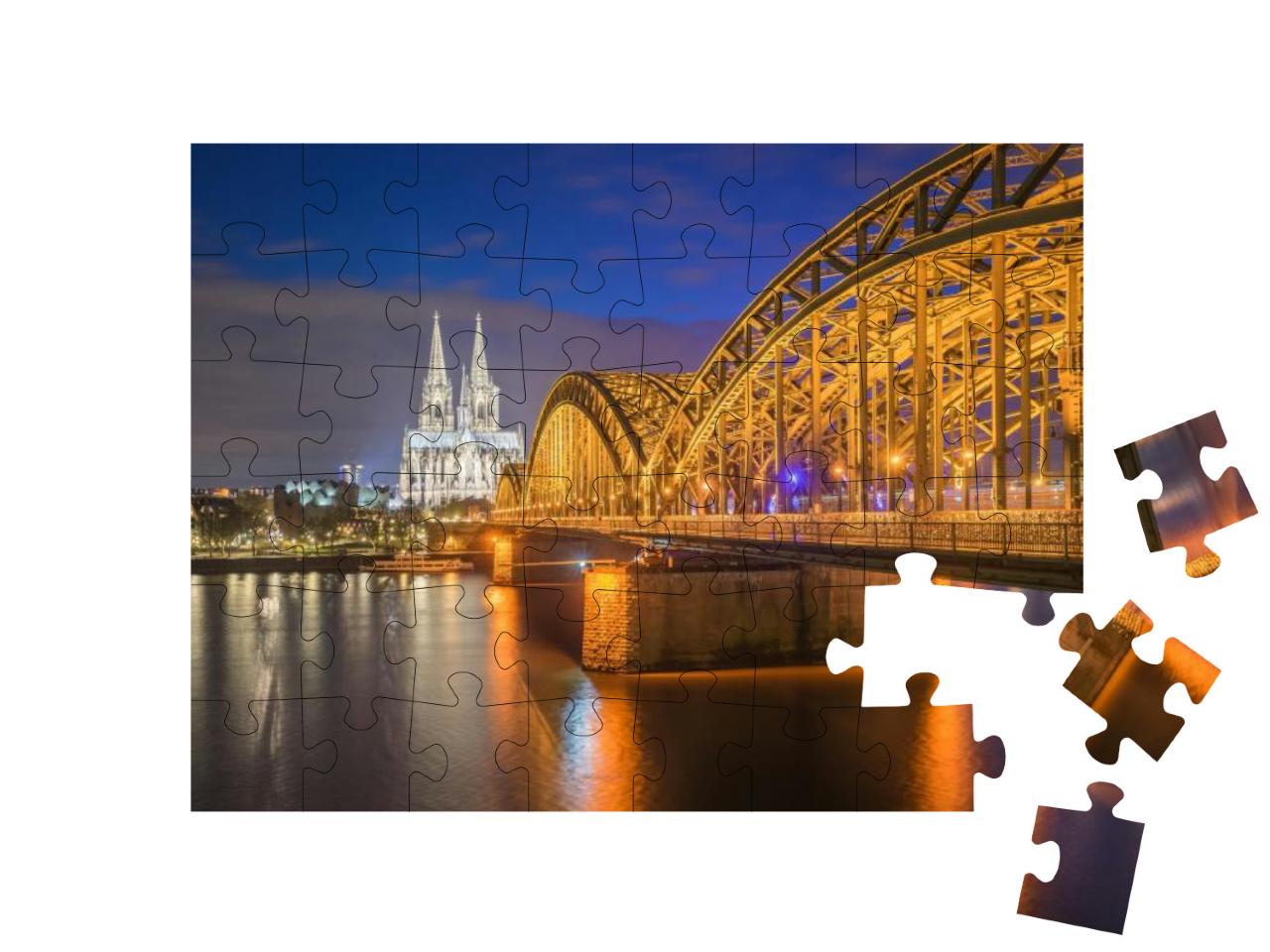 Puzzle 48 Teile „Nachtansicht des Kölner Doms in Köln, Deutschland“