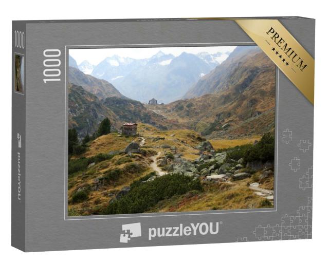 Puzzle 1000 Teile „Wanderweg in den Stubaier Alpen. Die Franz Senn Alm“