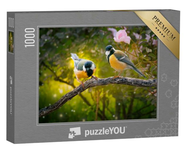 Puzzle 1000 Teile „Zwei Kohlmeisen im Märchenwald“