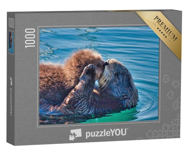 Puzzle 1000 Teile „Ein Kuss von Mama für das Seeotter-Baby“