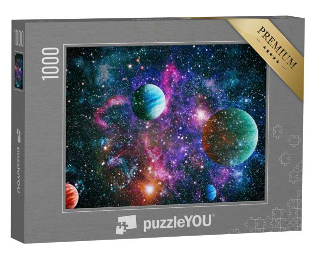 Puzzle 1000 Teile „Planeten im Weltraum mit Sonnenblitz“
