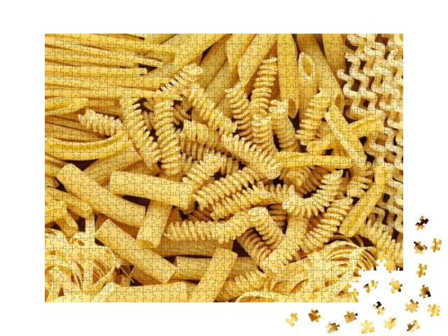 Puzzle 1000 Teile „Verschiedene Arten und Formen von italienischer Pasta“