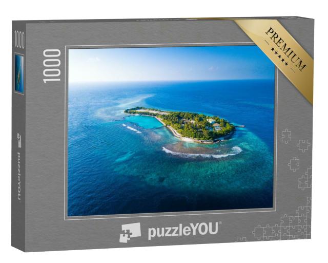 Puzzle 1000 Teile „Luftaufnahme einer tropischen Insel im Indischen Ozean, Malediven“