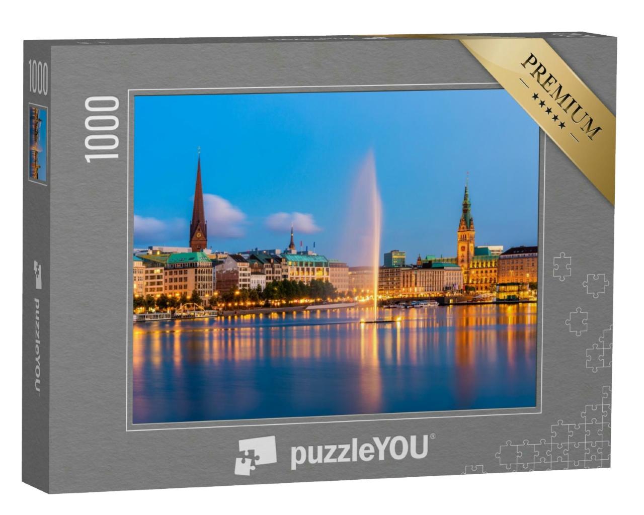 Puzzle 1000 Teile „Hamburg in der Abenddämmerung“
