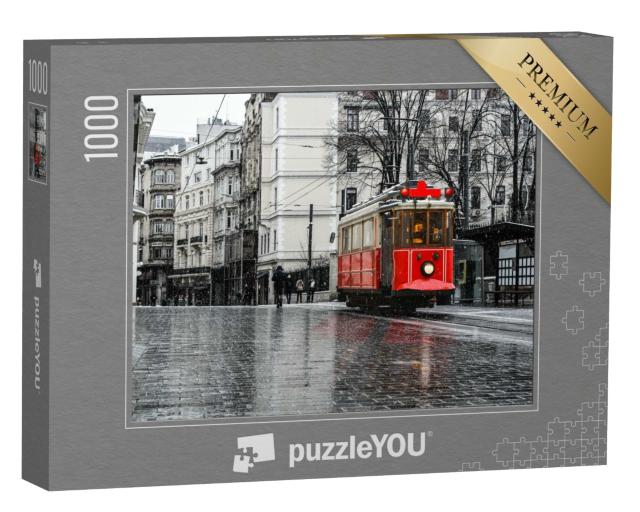 Puzzle 1000 Teile „Rote nostalgische Straßenbahn in Istanbul“