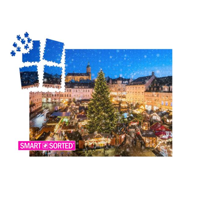 SMART SORTED® | Puzzle 1000 Teile „Weihnachtsmarkt in Annaberg-Buchholz im Erzgebirge, Sachsen“