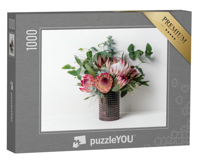 Puzzle 1000 Teile „Blumenarrangement in einer rustikalen Vase“