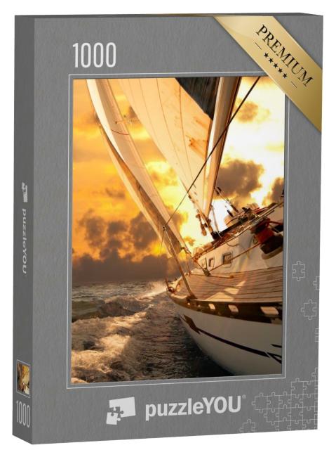 Puzzle 1000 Teile „Segelboot im Wind bei Sonnenuntergang“