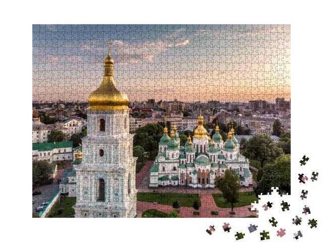 Puzzle 1000 Teile „Glockenturm und Sophienkathedrale, Kiew, Ukraine“