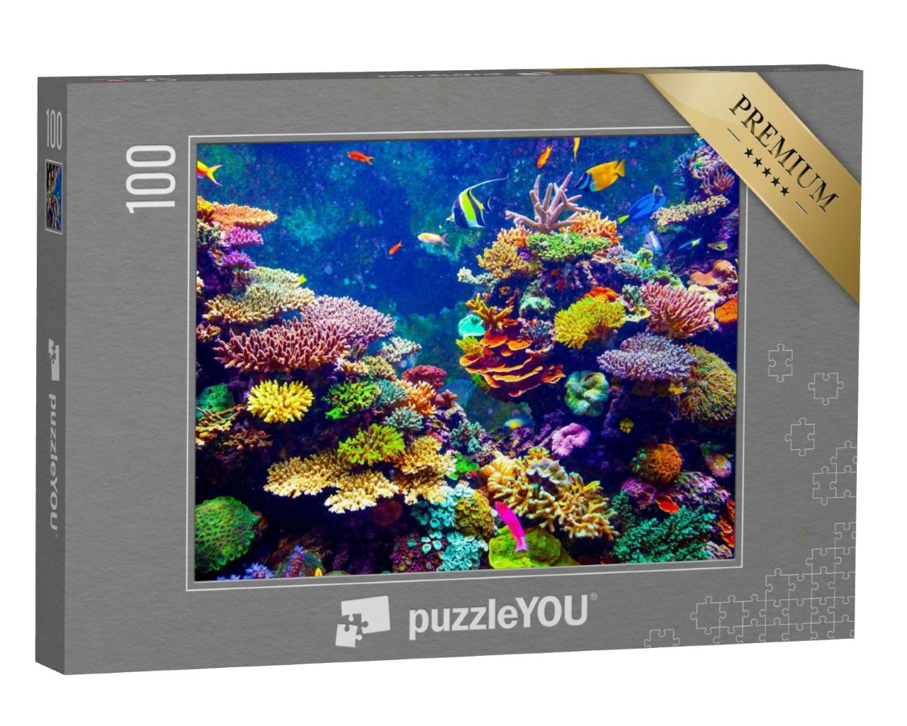 Puzzle 100 Teile „Singapur Aquarium - Korallenriff und tropische Fische im Sonnenlicht“