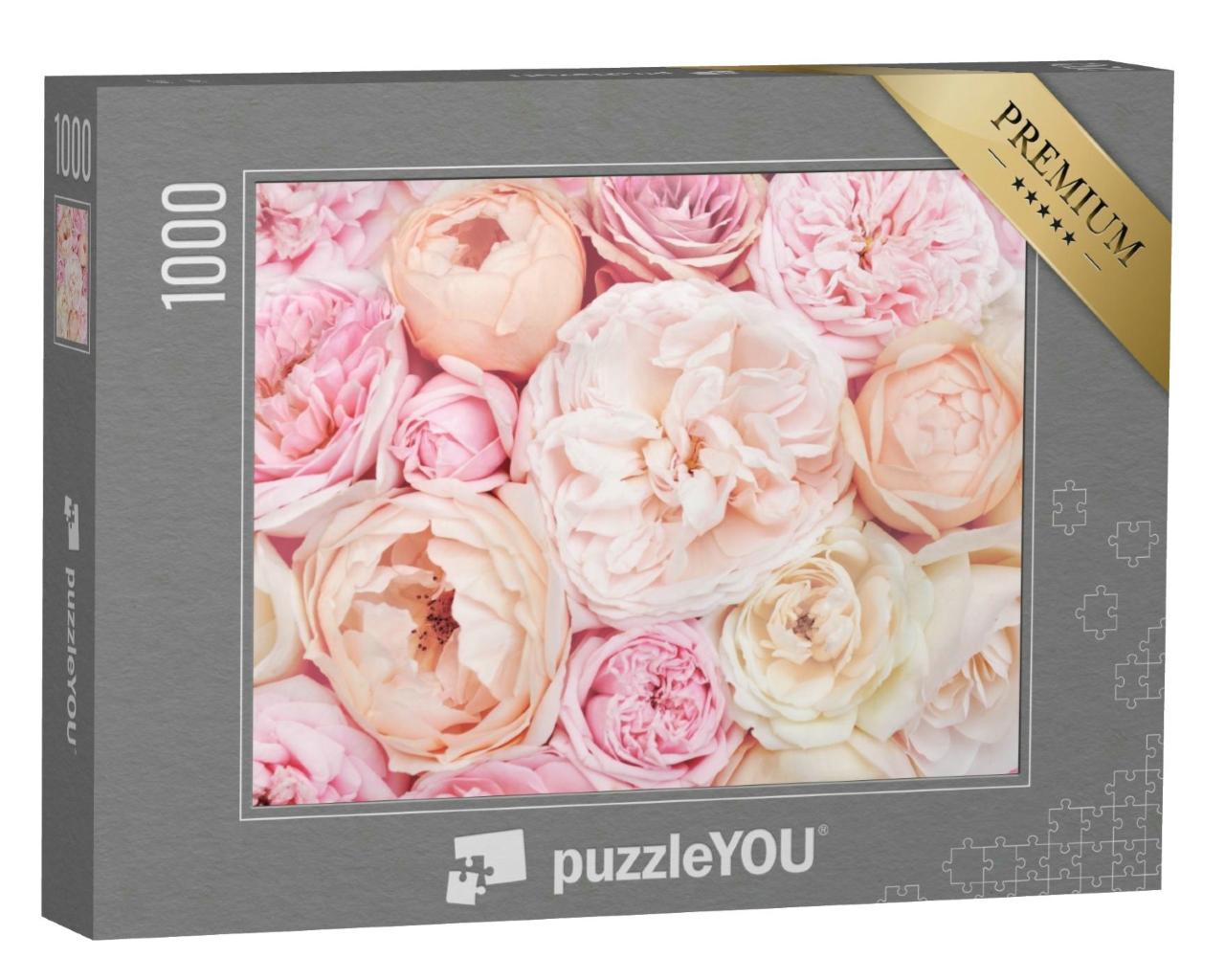 Puzzle 1000 Teile „Sommerblüten im zarten Rosa und Pastellfarben“