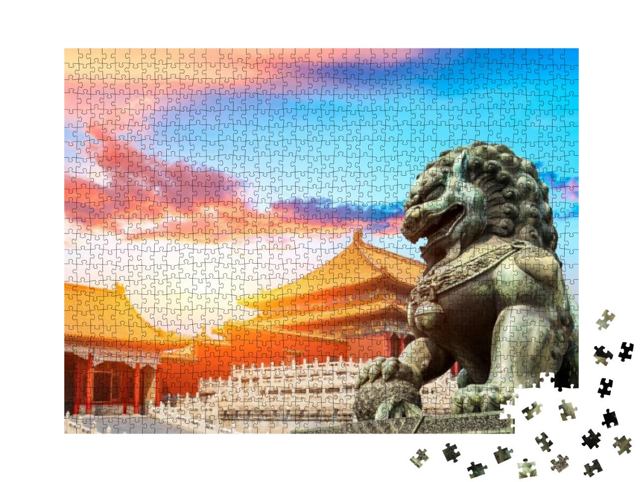 Puzzle 1000 Teile „Bronzelöwe in der Verbotenen Stadt, Peking“