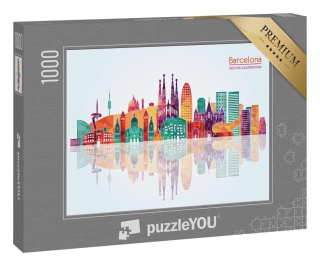Puzzle 1000 Teile „Vektor-Illustration: Barcelona Skyline“