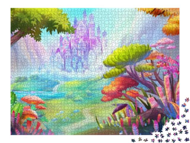 Puzzle 2000 Teile „Der Wald und das Schloss“