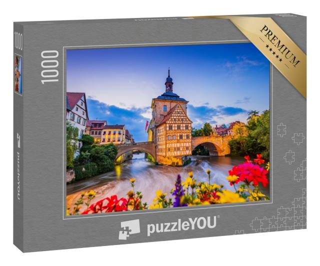 Puzzle 1000 Teile „Bamberg, Deutschland: Altes Rathaus über der Regnitz“