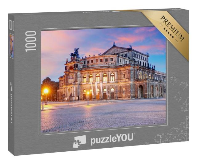 Puzzle 1000 Teile „Zartes Morgenrot über der Semperoper in Dresden“