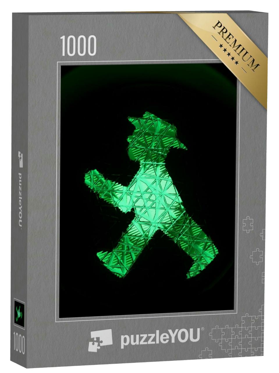 Puzzle 1000 Teile „Grüne Fußgängerampel in Berlin, Deutschland“