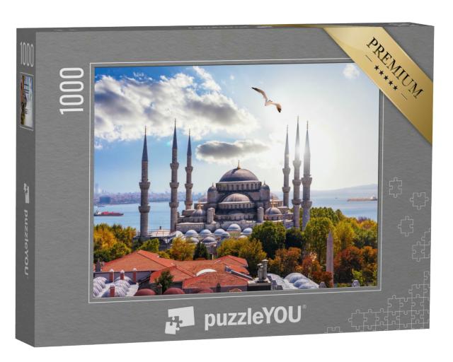 Puzzle 1000 Teile „Sultan-Ahmet-Moschee vor Bosporus, Istanbul, Türkei“