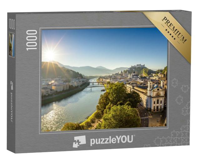Puzzle 1000 Teile „Panoramablick über Salzburg an einem Sommermorgen, Österreich“