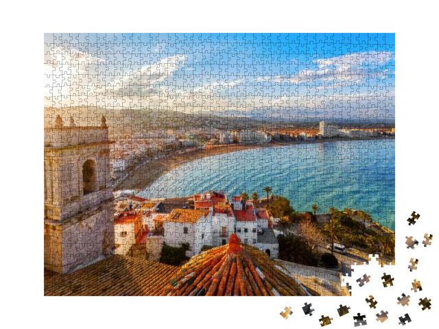 Puzzle 1000 Teile „Stimmungsvoller Blick Peñíscola, Valencia, Spanien“