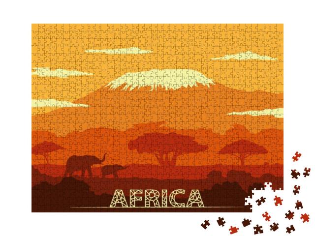 Puzzle 1000 Teile „Landschaft von Afrika: Vektor-Illustration“