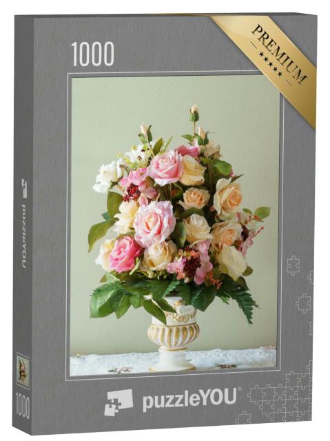 Puzzle 1000 Teile „Ein üppiger Blumenstrauß in der Vase  “