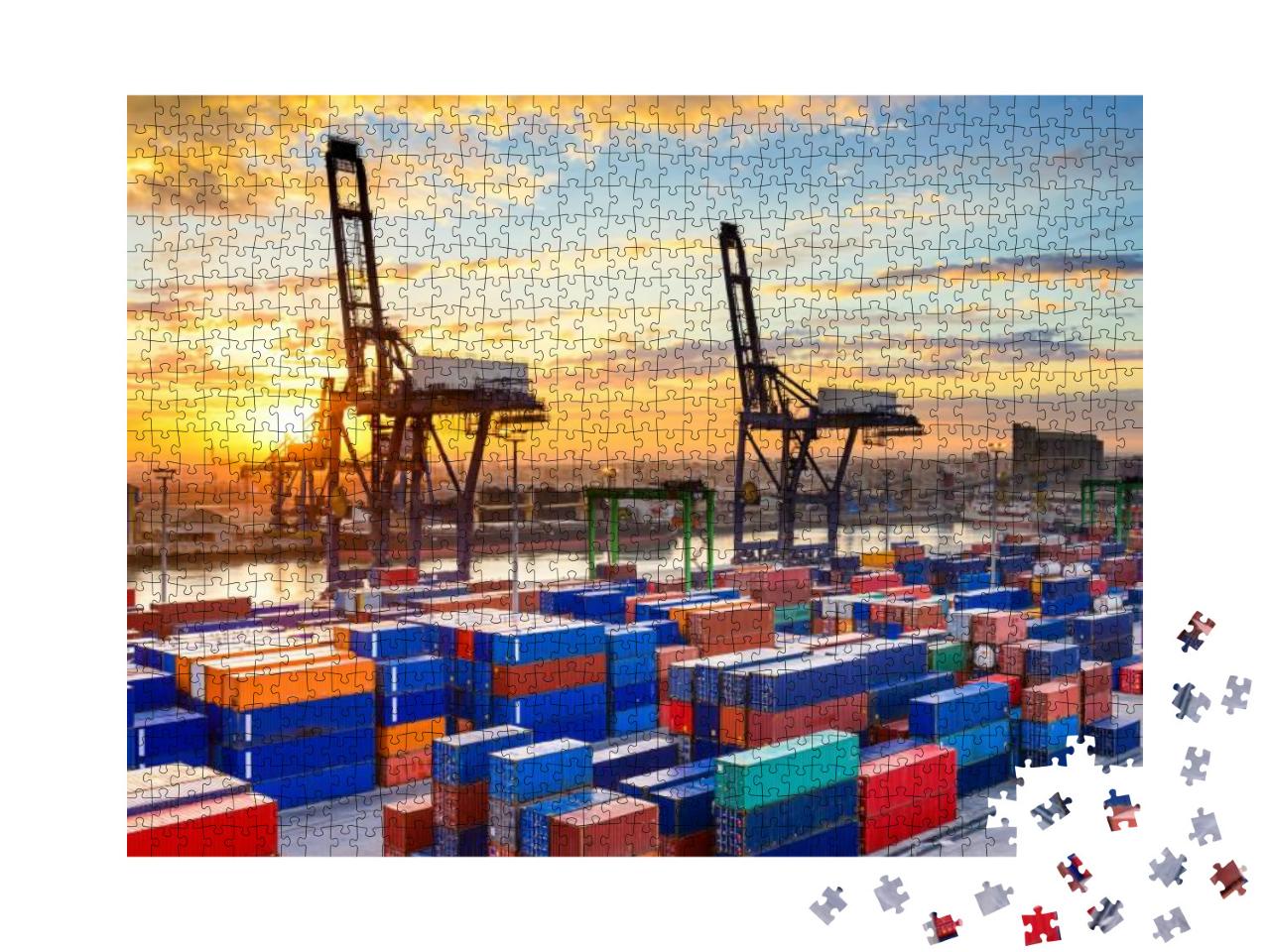 Puzzle 1000 Teile „Industriehafen im Morgengrauen, Hafen von Casablanca, Marokko“