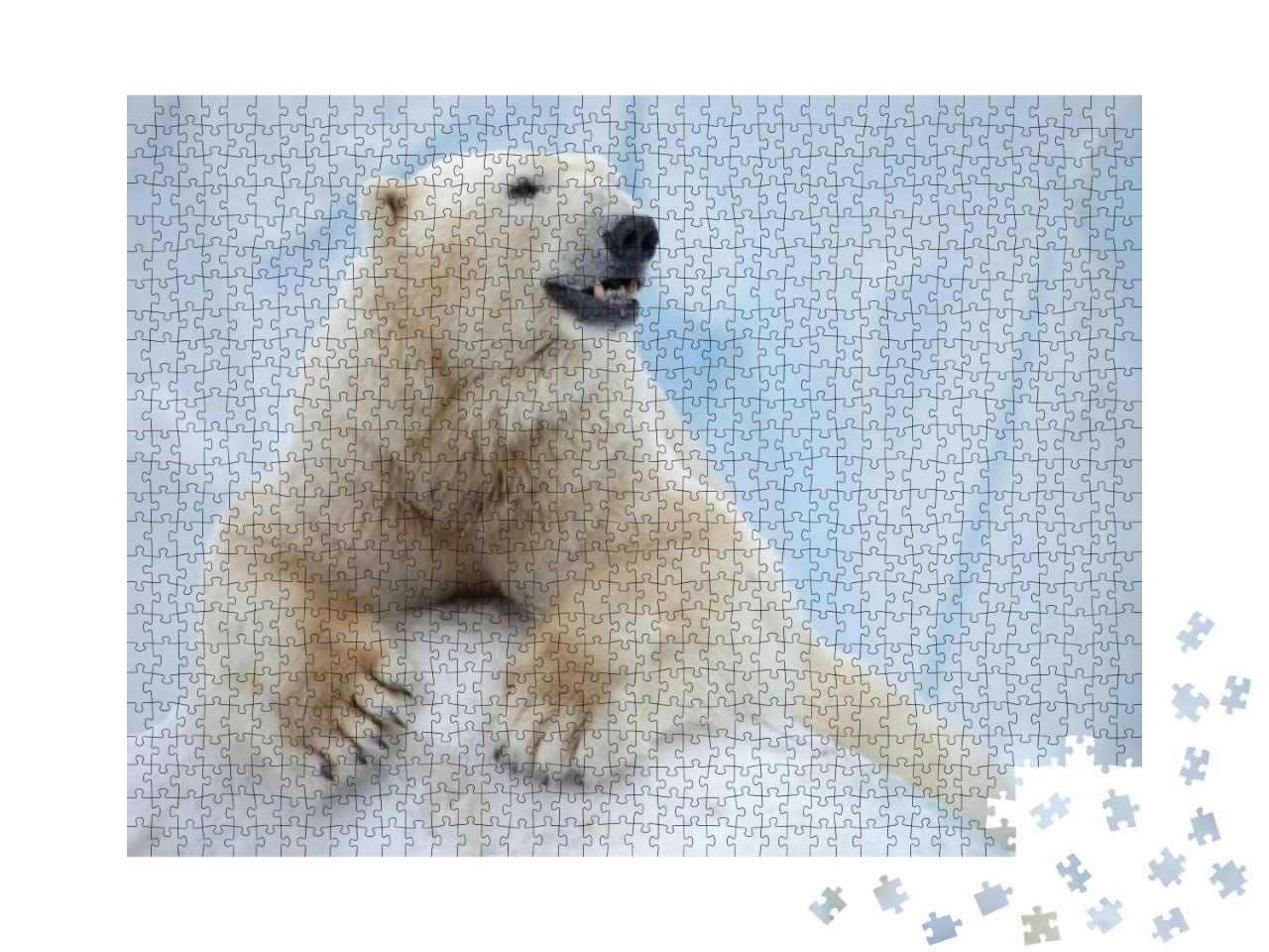 Puzzle 1000 Teile „Porträt eines großen Eisbärens auf Eis“