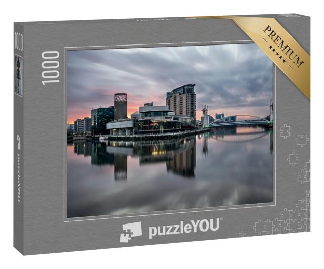 Puzzle 1000 Teile „Ruhiger Morgen über den Salford Quays, Manchester“