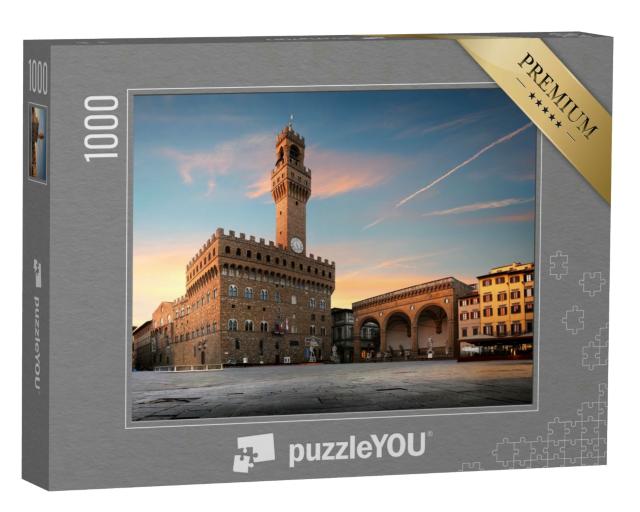 Puzzle 1000 Teile „Piazza della Signoria in Florenz bei Sonnenaufgang, Italien“