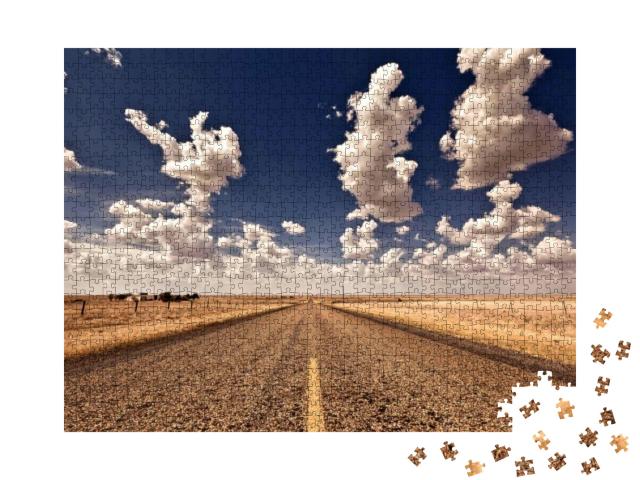 Puzzle 1000 Teile „Ein endloser US Highway im Sommer“