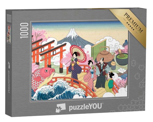 Puzzle 1000 Teile „Retro-Japan-Szenerie im Ukiyo-e-Stil“