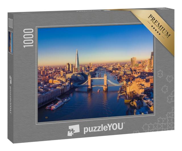 Puzzle 1000 Teile „Luftbild-Panoramablick auf London und die Themse, England“