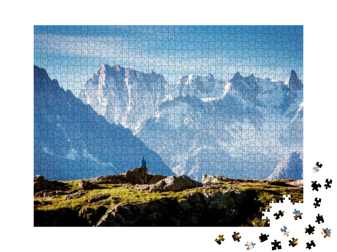 Puzzle 1000 Teile „Der Mont-Blanc-Gletscher mit dem Lac Blanc, Frankreich“