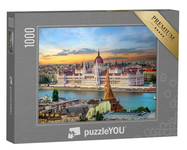 Puzzle 1000 Teile „Sonnenuntergang über berühmten Wahrzeichen in Budapest“