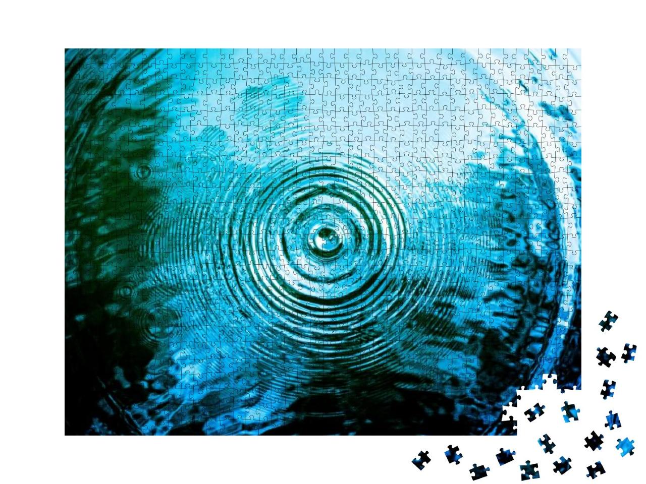 Puzzle 1000 Teile „Nahaufnahme blaue Wasserringe “