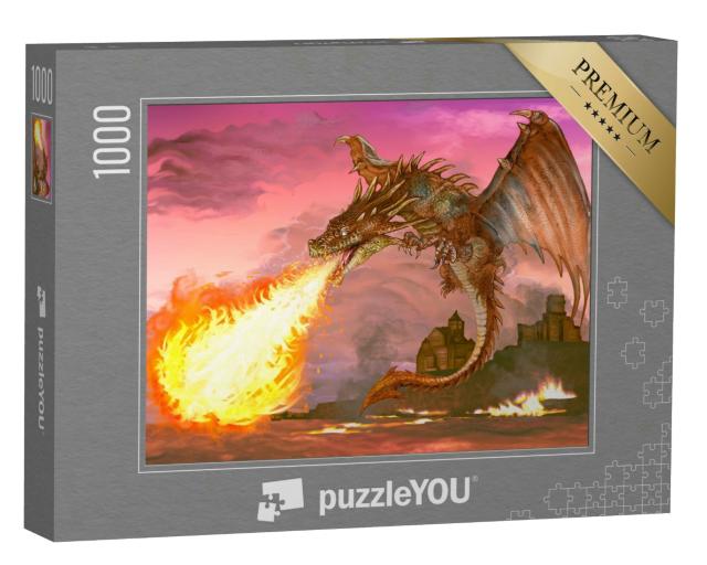 Puzzle 1000 Teile „Drache bläst Feuer aus “