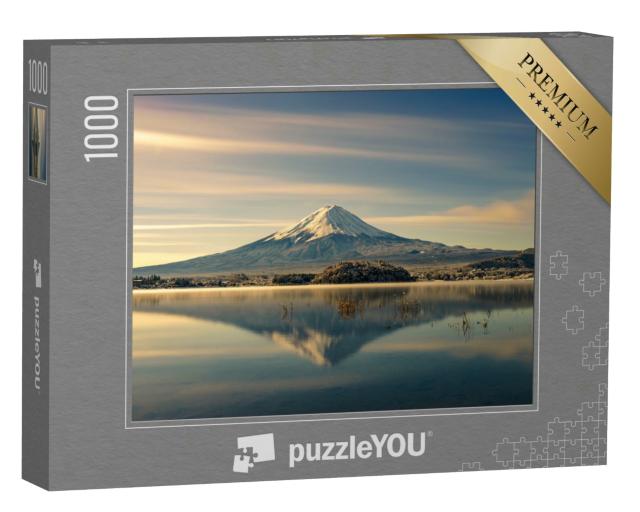 Puzzle 1000 Teile „Spiegelung des Fuji im Wasser, Herbst in Japan“