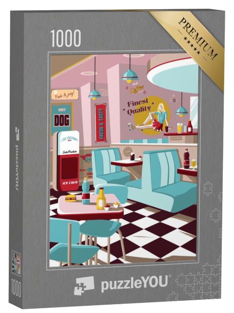 Puzzle 1000 Teile „Amerikanisches Restaurant-Poster im Retro-Stil“